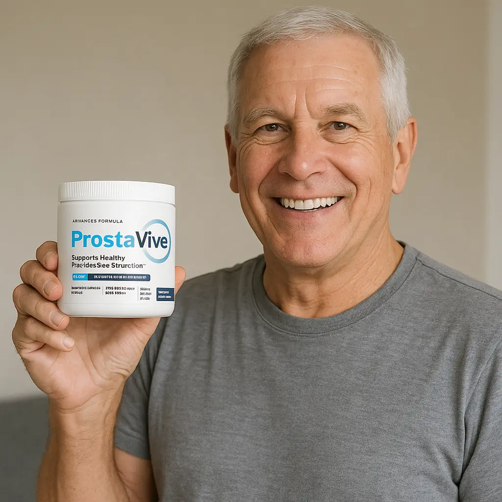 Michael T. age 61 verified ProstaVive customer holding ProstaVive supplement bottle